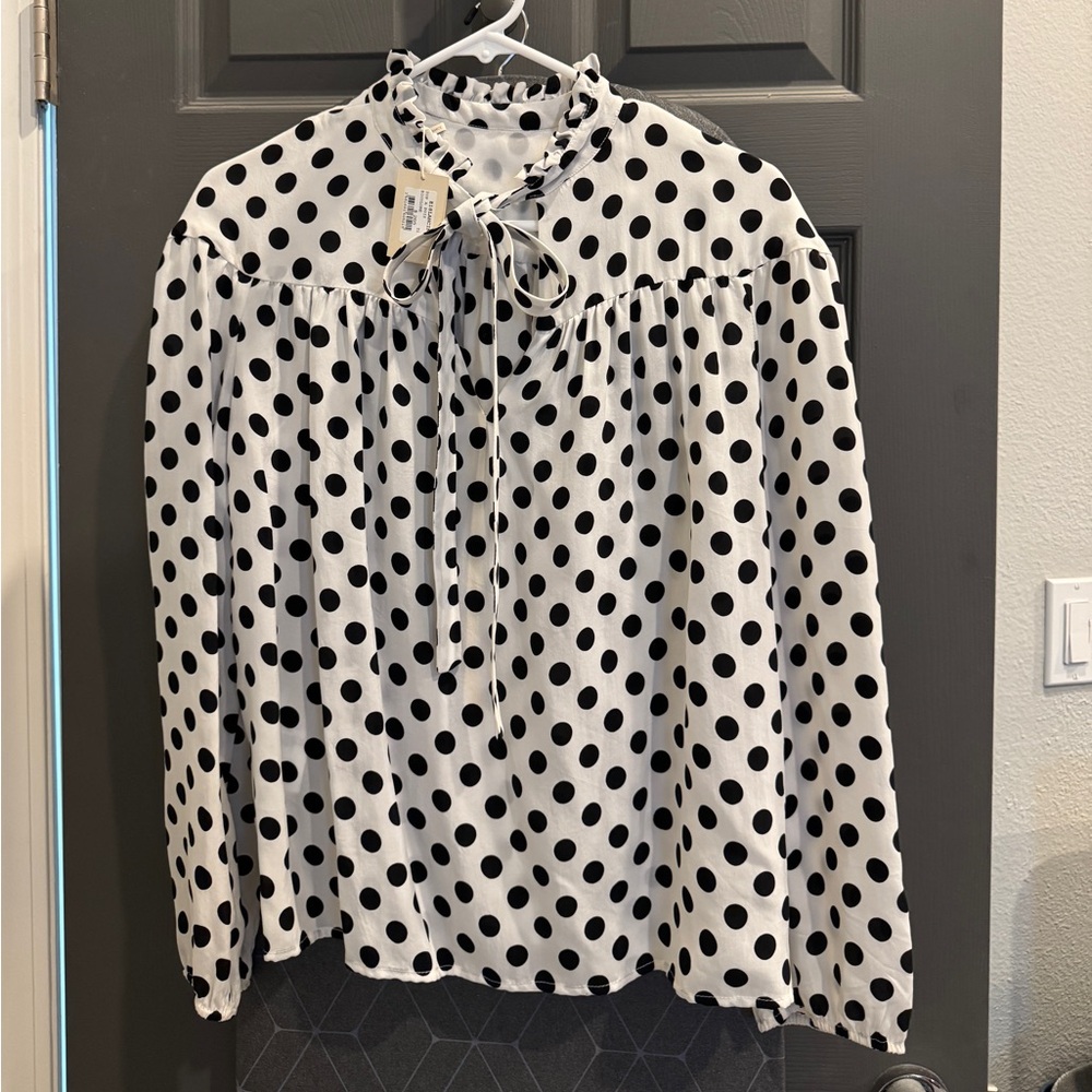 Maje Monochrome Polka Dot Blouse